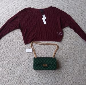 Burgundy Crop Top with Sleeves